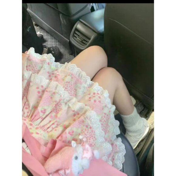 Women's Pink A-line Mini Skirt Cotton Blend Y2K Vintage Retro Casual - Picture 5 of 6